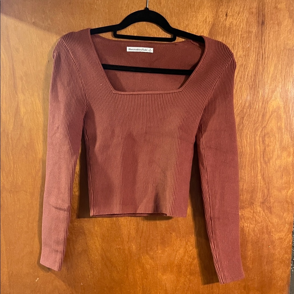 American Eagle Outfitters Rust Ribbed Long Sleeve Top